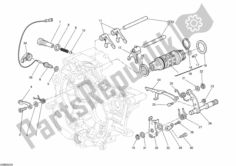 All parts for the Shift Cam - Fork of the Ducati Monster 696 USA 2008